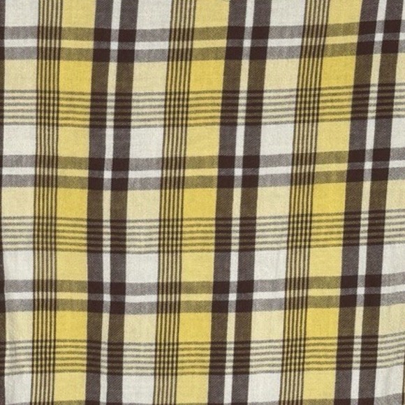 Lucky Brand Shirt Men Medium Brown Yellow Plaid Flannel Button Up Country Rustic - Picture 4 of 7
